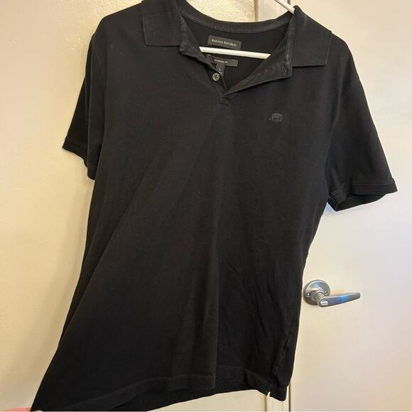 Banana Republic Signature Pique Men's Black Polo Shirt - Picture 2 of 5